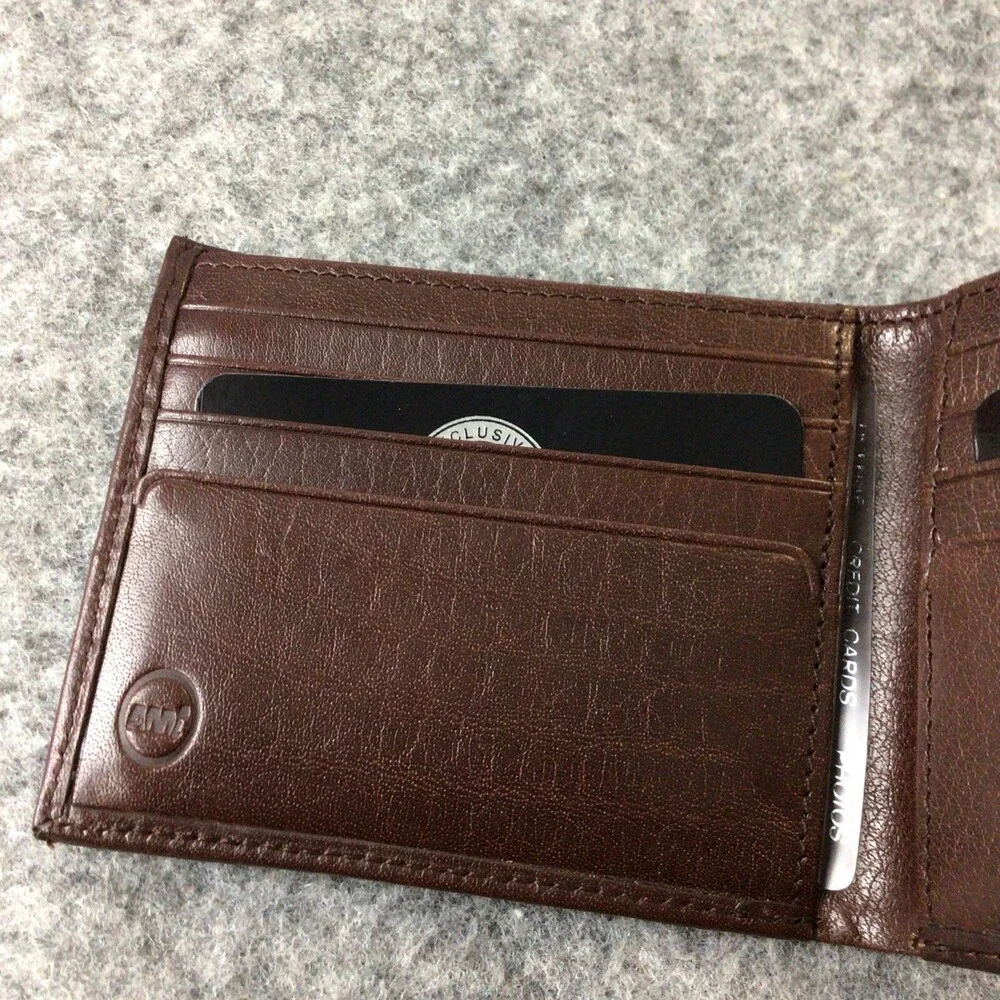 Ami Wallet Mens Brown Genuine Leather Credit Cards Cash Gift NWOT